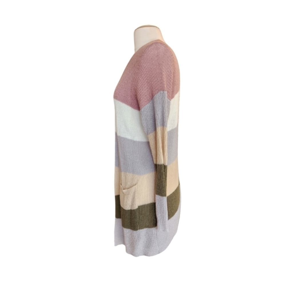 Staccato Striped Knitted Color Block Cardigan - Picture 2 of 4
